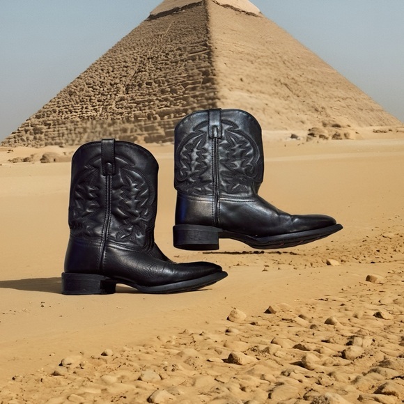 Laredo Men’s 9.5D #67900 Black Upper Leather Cowboy Boots Preowned - Picture 1 of 16